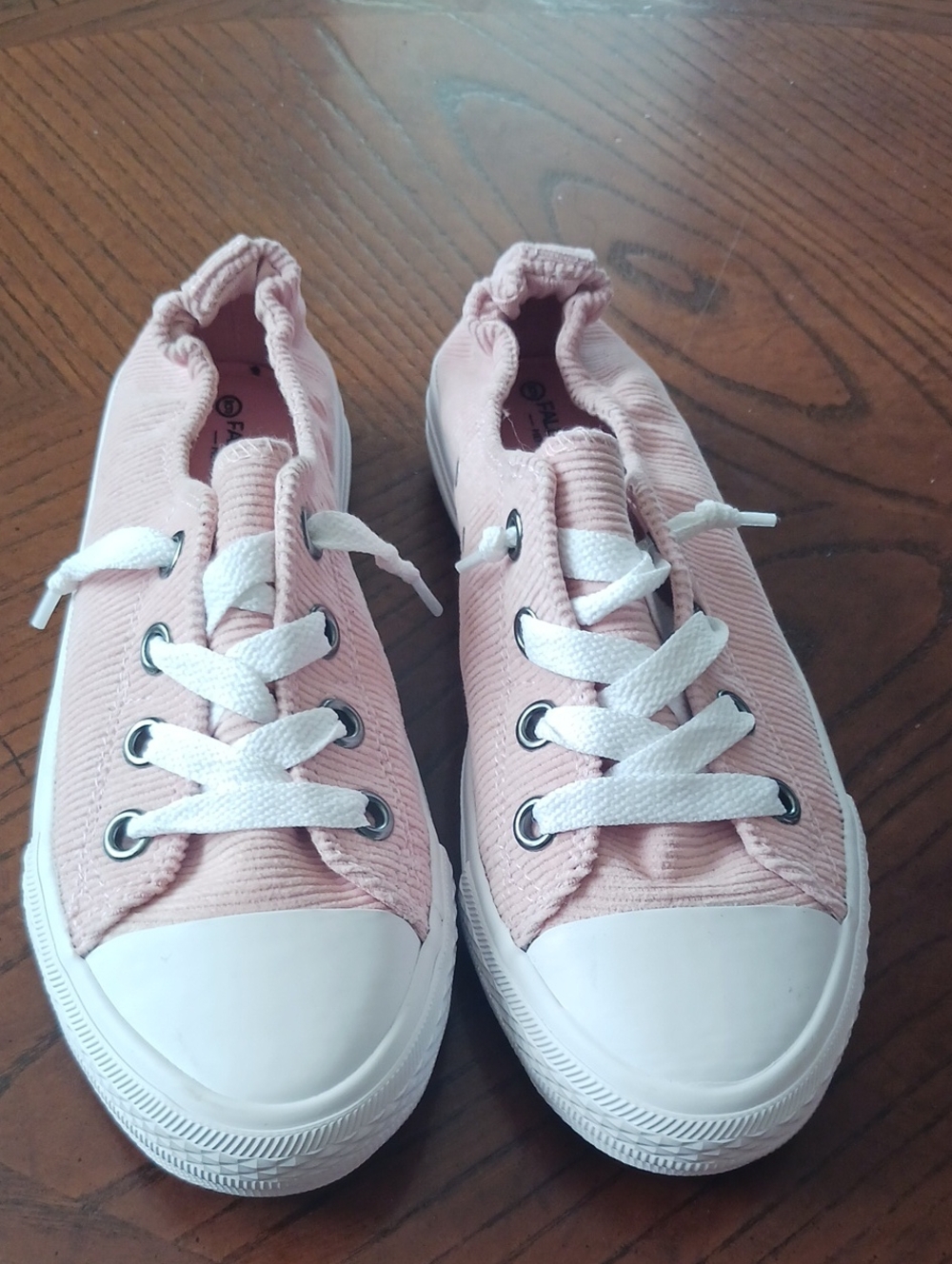 Falls Creek Pink Corduroy Slip-On Sneakers with White Accents